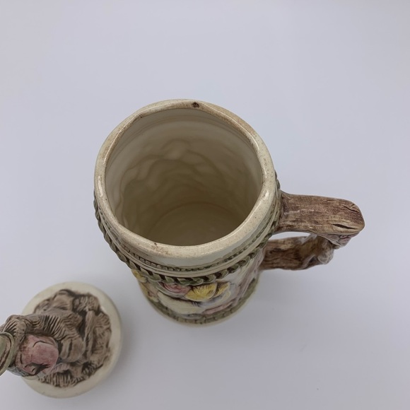 Vintage Ceramic Relief Pub Scene Hunter/Dog with 3D Lid- Beer Stein, Signed Kim - Picture 11 of 12